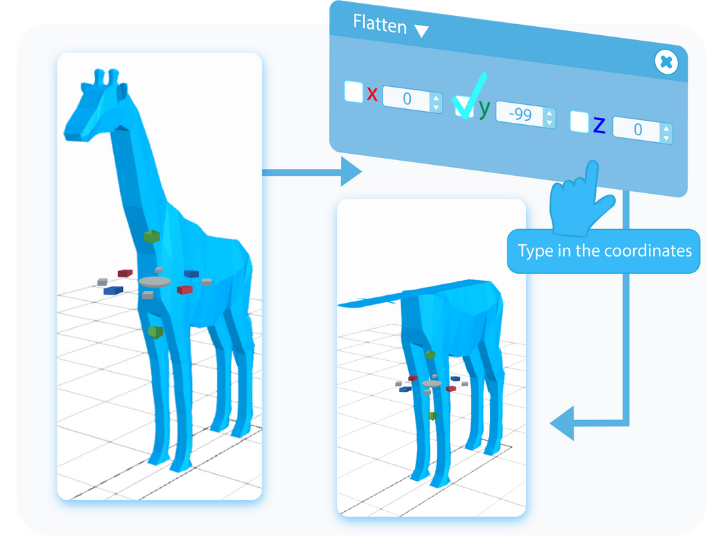 Flattening the object by typing values into text-boxes